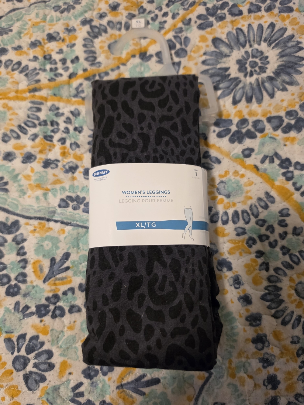 Old Navy Black & Charcoal Leopard Print Leggings XL
